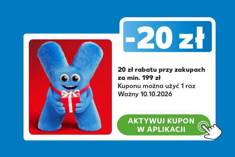 Tylko w sobotę 10 października aktywuj kupon 20 ZŁ RABATU na zakupy za min. 199 zł z Kaufland Card XTRA! Produkty wykluczone w opisie kuponu.